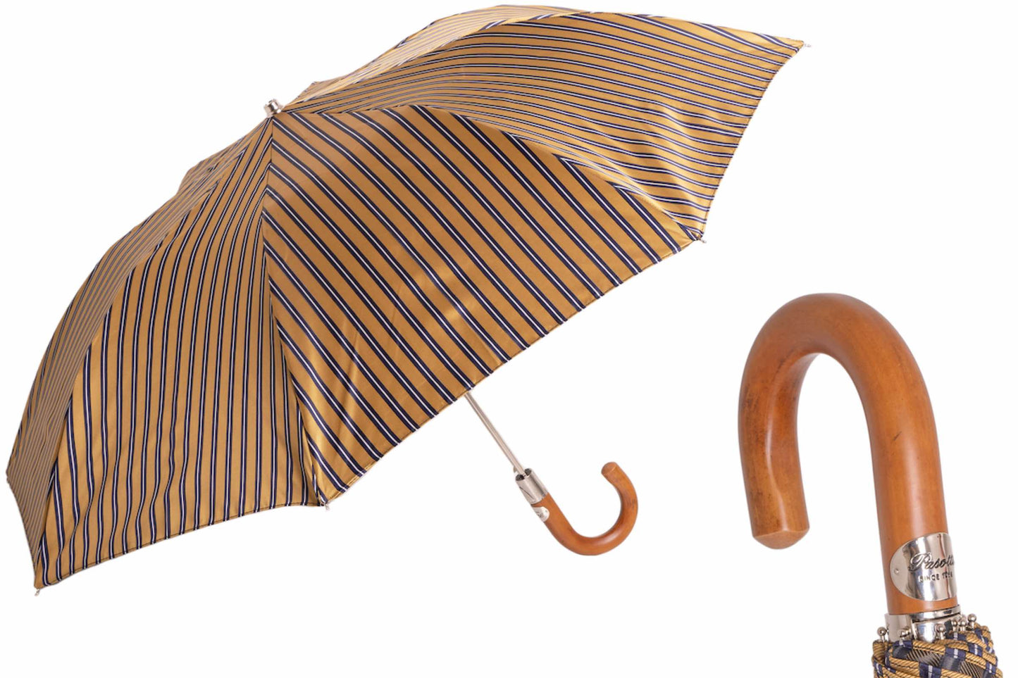 PASOTTI STRIPED OCHER FOLDING UMBRELLA