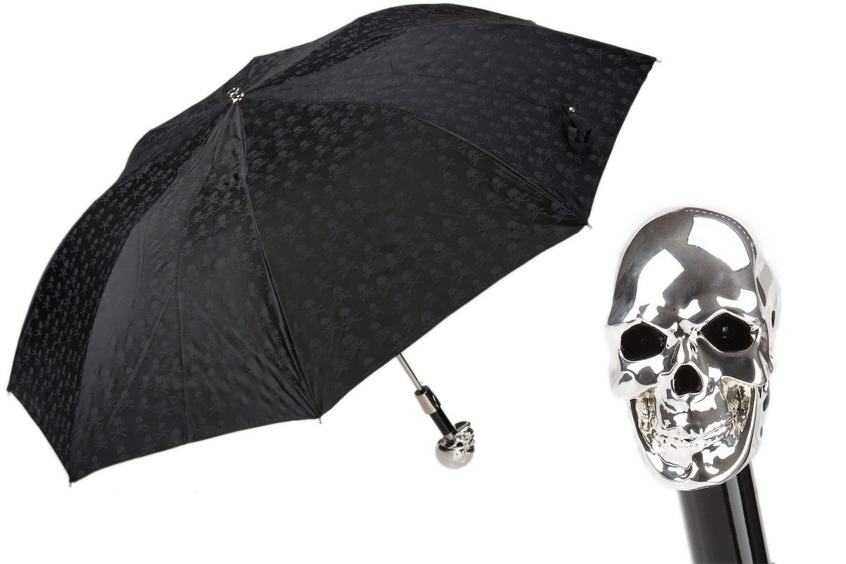 PASOTTI SKULLS PRINT SILVER SKULL UMBRELLA