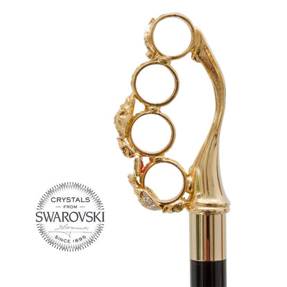 PASOTTI BRASS KNUCKLES CANE WITH SWAROVSKI CRYSTALS