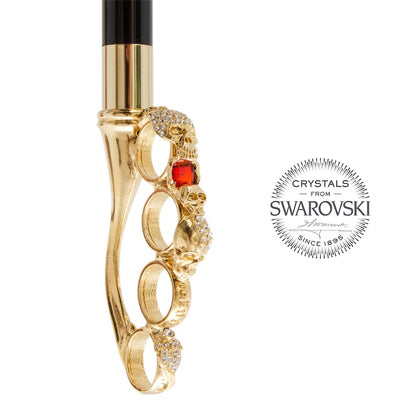 PASOTTI BRASS KNUCKLES CANE WITH SWAROVSKI CRYSTALS