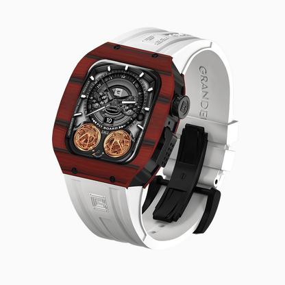 Grandeur Scarlet Red - جراب ساعة Apple Watch بحزام من الكربون NTPT