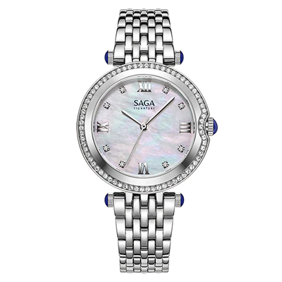 Saga Watches Crystal Steel Signature Collection 35 MM Ronda Swiss Women