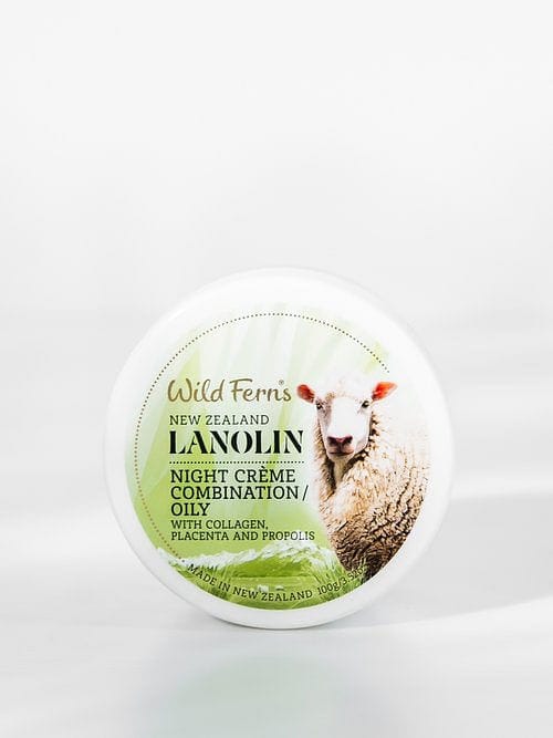 Wild Ferns Lanolin Night Crème Combination / Oily With Collagen, Placenta And Propolis 100g