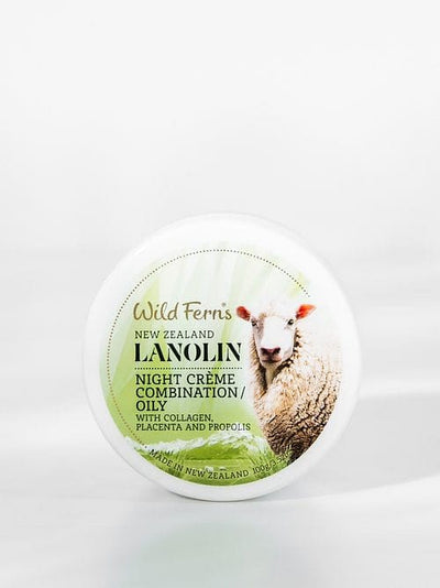 Wild Ferns Lanolin Night Crème Combination / Oily With Collagen, Placenta And Propolis 100g
