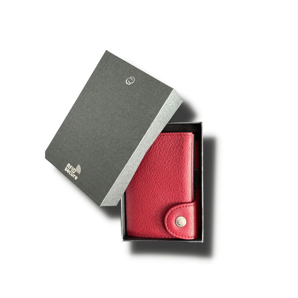 C-Secure Wallet Cognac Vintage Leather RFID Single مع عملة جيب