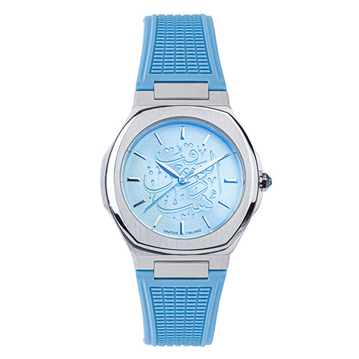 Saatchi Super Slim Aquamarine Gem Limited Edition Light Blue 42mm