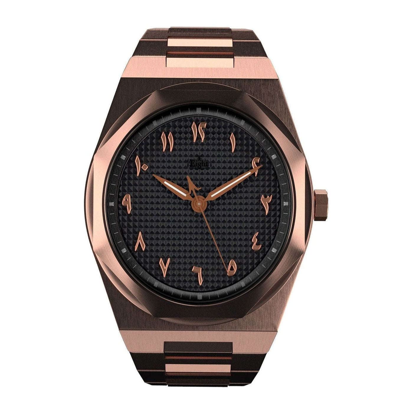 eight-kuwait-arabia-rose-gold-stainsteel-watch-black-dial